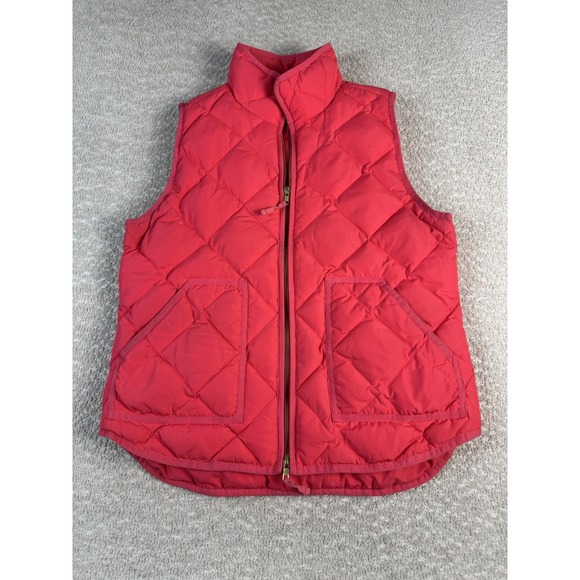 J.CREW Jackets & Blazers - J.Crew Vest Womens Medium Hot Pink Quilted Down Puffer Diamond Quilt Zip Pockets
